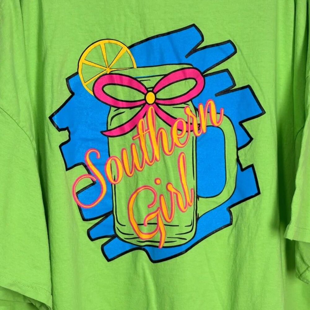 Southern Girl Mason Jar Sweet Tea Graphic Tee Neon Lime Green 5X 5XL